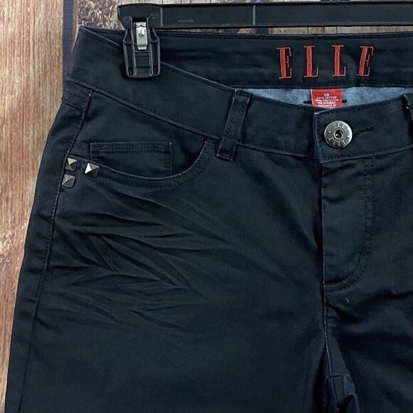 Elle Jeans Womens Size 10 Black Zip Ankles Skinny Strechy Studded Pockets - Picture 4 of 15